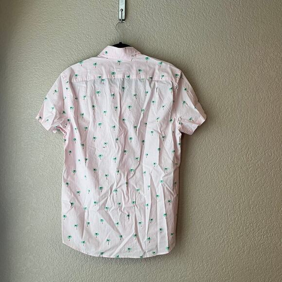J. Crew Men’s Flex Wash Slim Collared Button Down Shirt Medium Pink Palm Tree - Picture 3 of 6